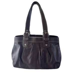 COACH Hampton Soho F13733 Chocolate Brown Genuine Soft Leather Shoulder Bag Tote